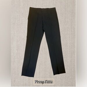 🔥Men’s Perry Ellis 32x30 Black Flat Front Dress Pants Slim Fit EUC.